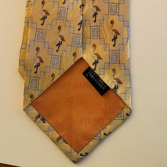 Vintage flamingoes Stuart Davies Italian silk tie - Picture 2 of 5